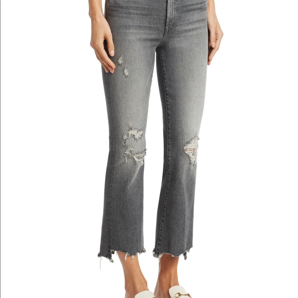 MOTHER Gray The Insider High Rise Crop Jeans